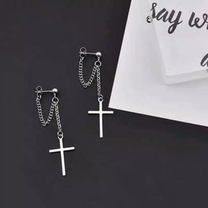 Cross Chain Pendant Earrings
